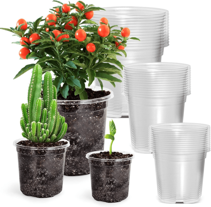 36 Packs 5/4/3.5 Inch Reinforced Clear Nursery Pots with Drainage Hole, Transparent Variety Pack Plastic Plant Pot Seedling Planter Seed Starter Flower