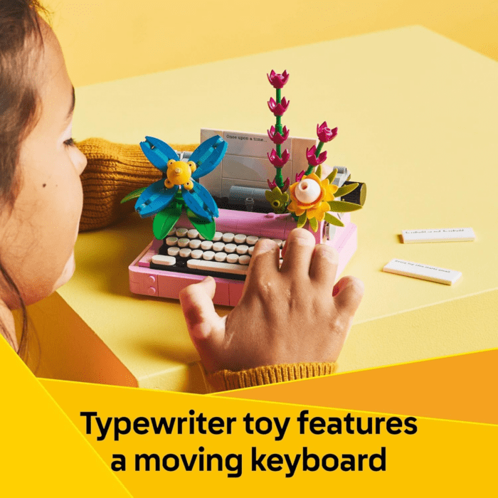 Creator 3 in 1 Typewriter with Flowers - Building Toy with 3 Building Options, Typewriter, Flowerpot with Pen & Notebook, or Keytar - Gift Idea for Birthdays - 31169 - Image 4