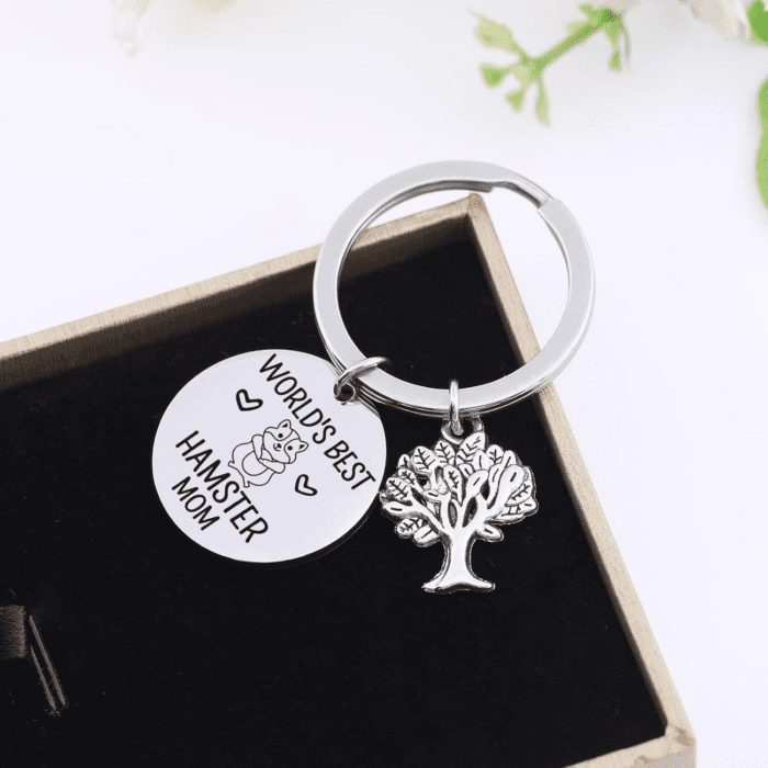 World'S Best Hamster Mom Gift Hamster Jewelry Animal Keychain Hamster Keychain Pet Lover Keychain - Image 3