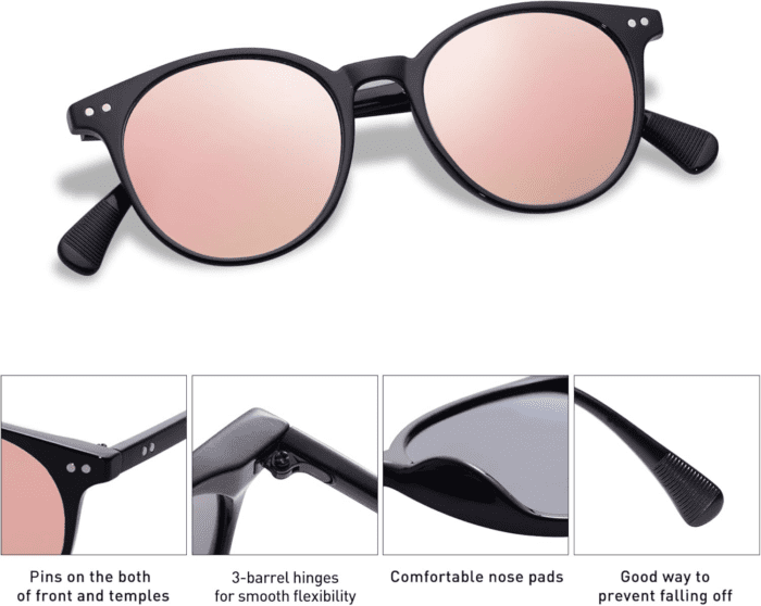 Small round Classic Polarized Sunglasses for Women Men Vintage Style UV400 Lens SJ2113 - Image 4