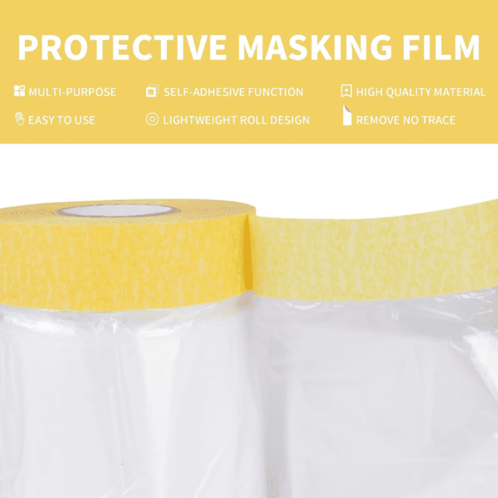 Pre-Taped Masking Film, Tape and Drape, Plastic Sheeting Roll, Automotive Painters Masking Tape Film, Plastic Sheeting Cover for Appliance and Furniture, 22Inch X 30Yard, 3Rolls - Image 4