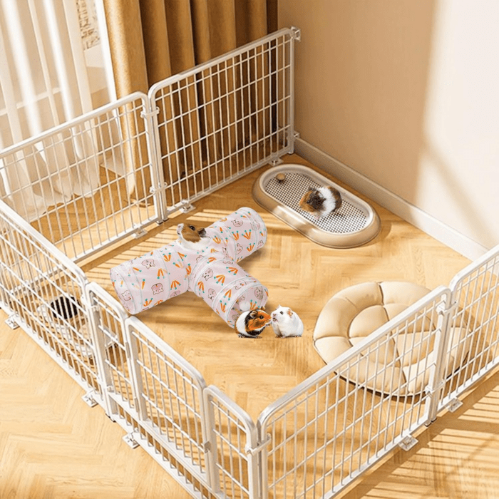 Rabbit Toys, Bunny Tunnels & Tubes, Collapsible 3 Way Rabbit Hideout Tunnel with Chew Toys for Rabbit Bunny Guinea Pig Ferret Kitten - Image 4