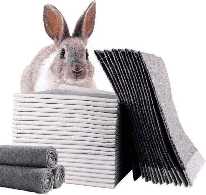 Rabbit Pee Pads 18" X 24" 100 Pcs Guinea Pig Super Absorbent Cage Liners Bunny Disposable Black Carbon Diapers Small Animal Training Accessories with Quick-Dry Surface