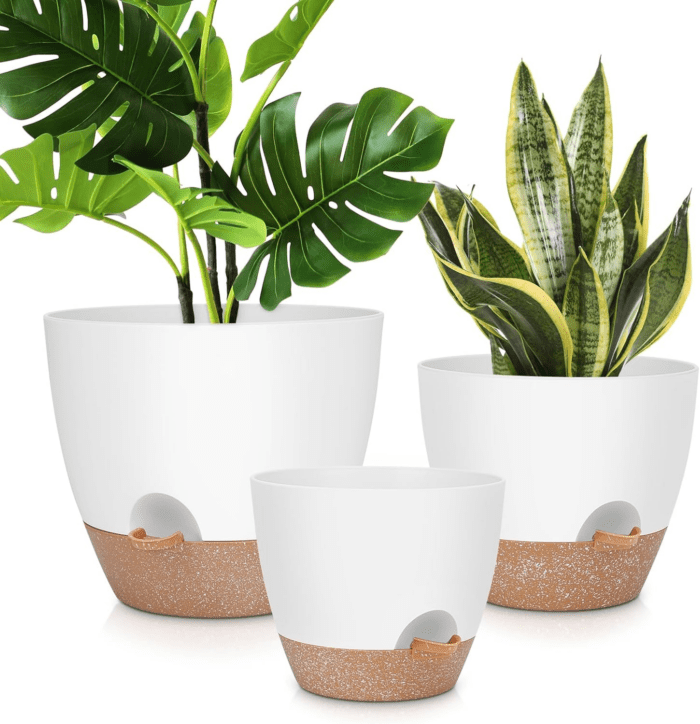 12" 10" 9" Large Self Watering Plant Pots, 3 Pack Flower Pots Planters with Multi Mesh Drainage Holes for Indoor Outdoor Garden Plants and Flowers.