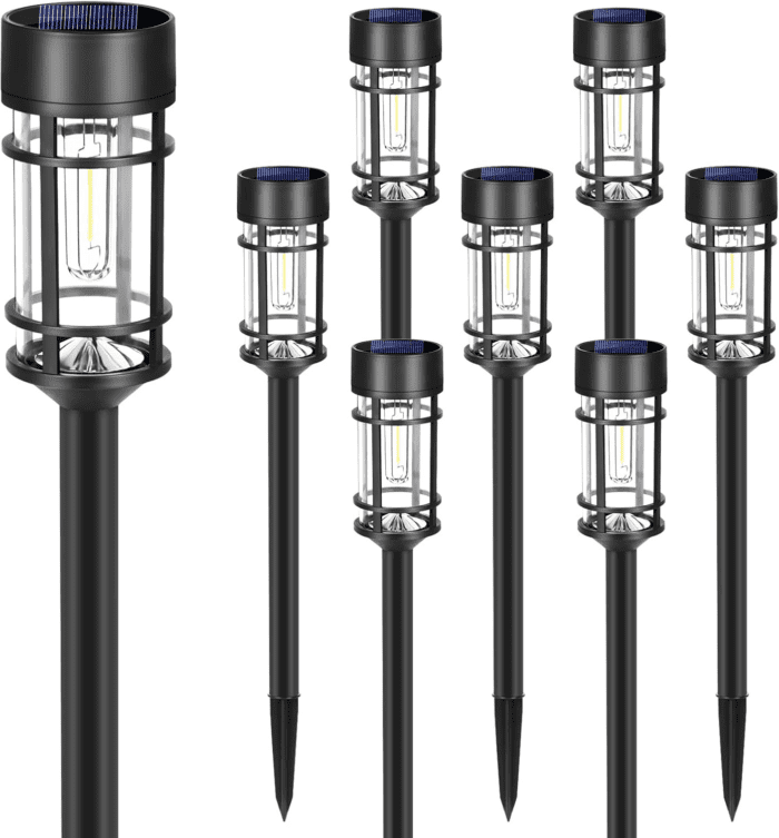 Solar Pathway Lights, 8 Pack LED Solar Lights Outdoor Waterproof, Glass Solar Garden Lights Landscape Lighting for Yard Lawn Walkway Driveway, 3000K - Image 2