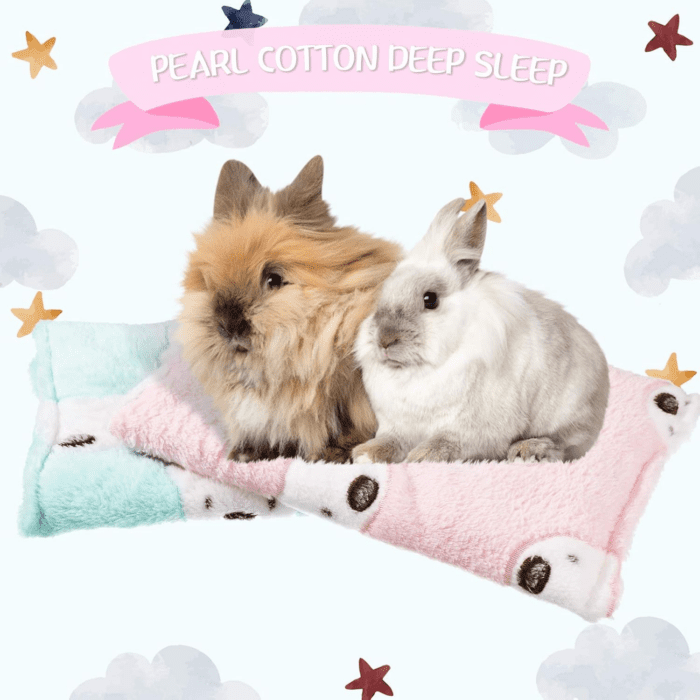 2 Pieces Guinea Pig Bed Rabbit Bed Small Animal Hamster Warm Mats Winter Warm for Bunny Hamster Squirrel Hedgehog Chinchilla Small Animal Accessories(Green, Pink,Bear Pattern) - Image 6