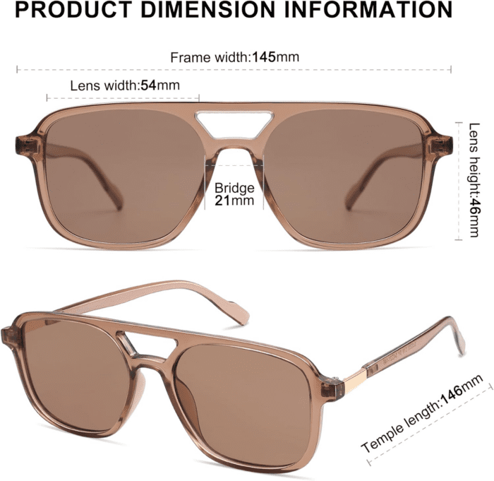 Retro Aviator Sunglasses for Women Men,Trendy Rectangle Womens Mens Shades Sun Glasses SJ2202 - Image 4