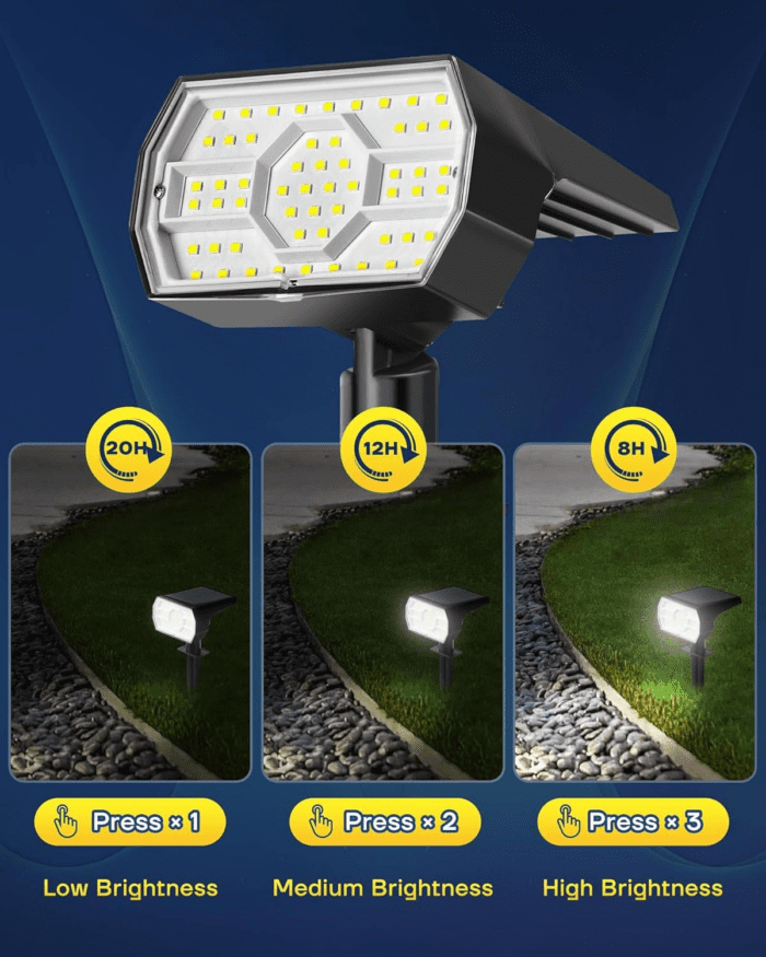 Solar Lights Outdoor Waterproof IP68, 3 Lighting Models Solar Powered Spot Lights Outdoor, 56LED Solar Lights Dusk to Dawn for Yard Patio Garden Pathway Landscape Lighting - Image 2