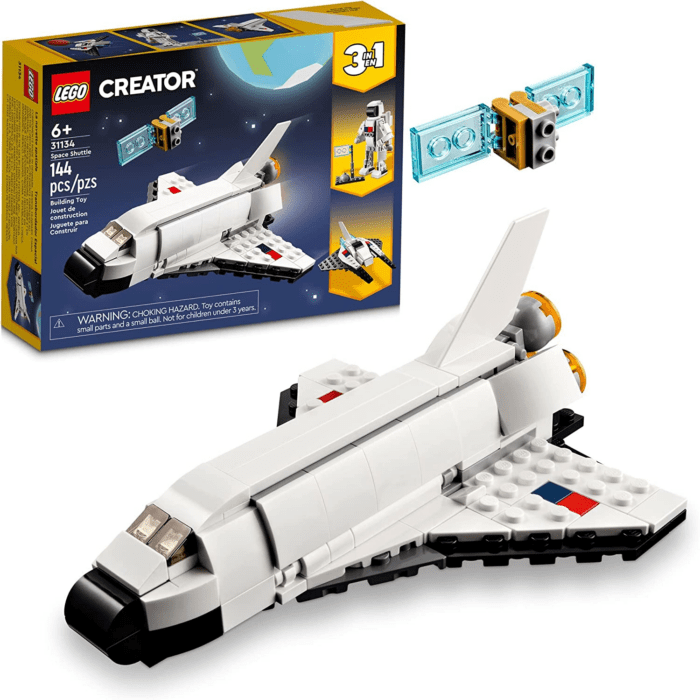 Creator 3 in 1 Space Shuttle Toys - Space Toys Building Set for Boys & Girls, Ages 6+ - Option to Build 2 Spaceships or Astronaut - Educational Gift for Kids Birthday & Holidays - 31134