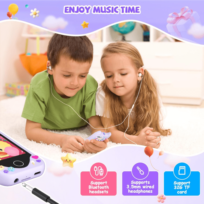 Kids Smart Phone for Girls Gifts - Toddler Christmas Birthday Gift for Age 3 4 5 6 Year Old, Kids Cell Phone Toy with Touchscreen, Dual Cameras, Learning, Music Player, Games with 32 GB Card - Image 6