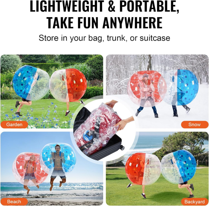 Inflatable Bumper Balls 2-Pack, 5FT/1.5M Body Sumo Zorb Balls for Teen & Adult, 0.8Mm Thick PVC Human Hamster Bubble Balls for Outdoor Team Gaming Play, Bumper Bopper Toys for Garden, Yard, Park - Image 6