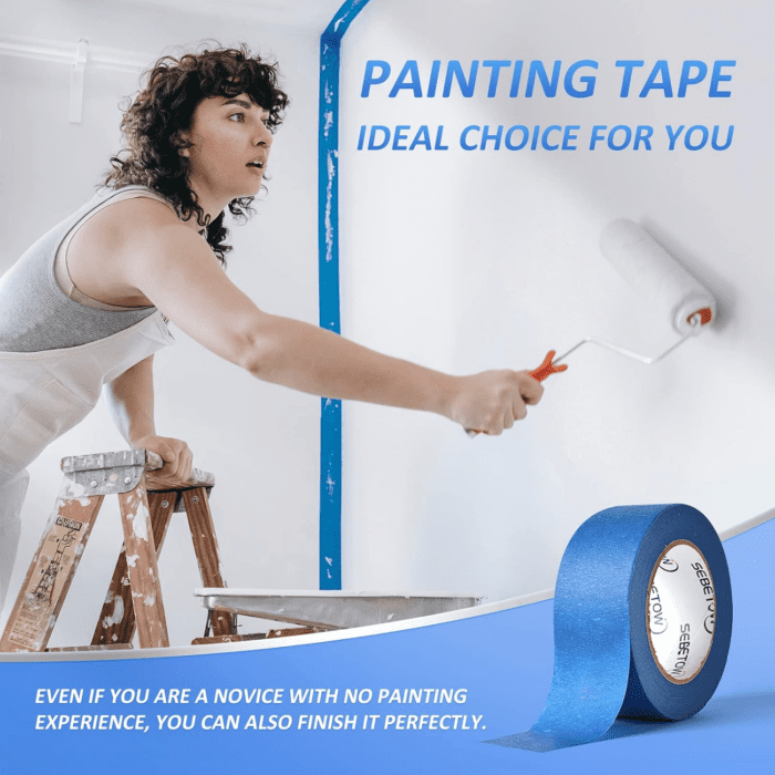 10 Rolls Painters Tape 2 Inch Bulk Painter Tape Blue Wide Roll, Blue Masking Tape, 2 Inches X 55 Yards for General Purpose Wall Painting, Home Improvement - Image 4