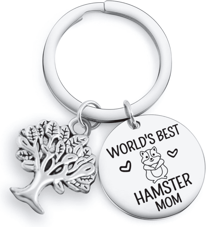 World'S Best Hamster Mom Gift Hamster Jewelry Animal Keychain Hamster Keychain Pet Lover Keychain