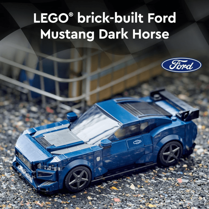 Speed Champions Ford Mustang Dark Horse Sports Car Toy, Buildable Ford Mustang Toy for Kids, Blue Toy Car Model Set, Gift Idea for Boys and Girls Aged 9 Years Old and Up, 76920 - Image 2