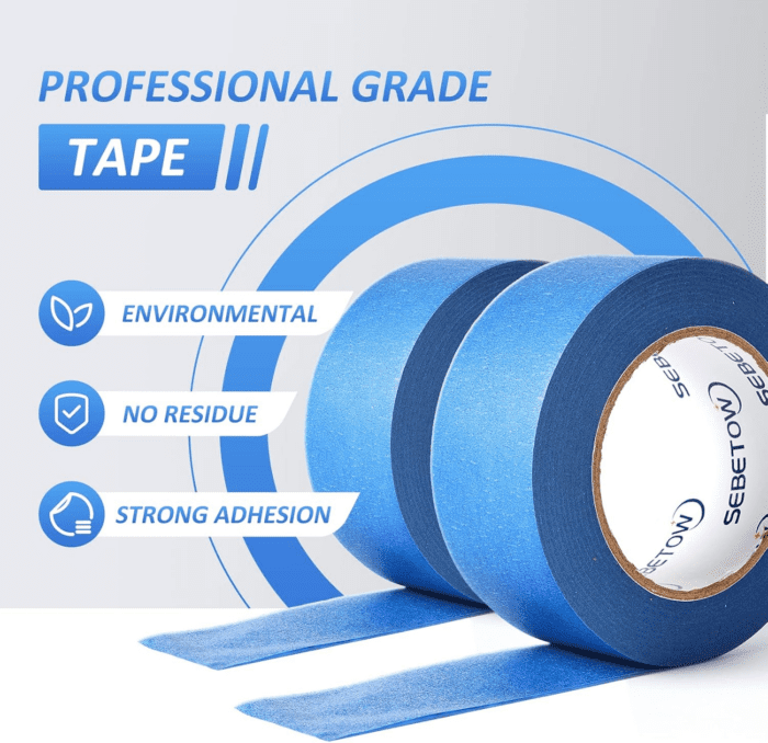 10 Rolls Painters Tape 2 Inch Bulk Painter Tape Blue Wide Roll, Blue Masking Tape, 2 Inches X 55 Yards for General Purpose Wall Painting, Home Improvement - Image 2