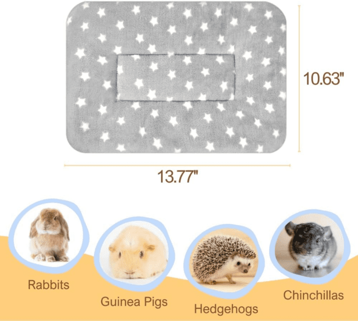 3PCS Guinea Pig Bed Soft Rabbit Bedding Cage Liner Warm Bunny Mats Pee Pads Fleece Blanket Plush Hamster Sleep Beds Ferret Squirrel Hedgehog Rat - Image 2