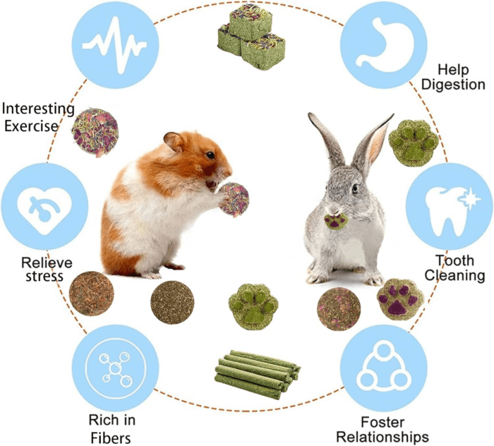 Rabbit Toys, Guinea Pig Toys 25 Pcs Natural Timothy Hay Bunny Chews and Treats for Hamster Chinchilla Gerbil - Image 5