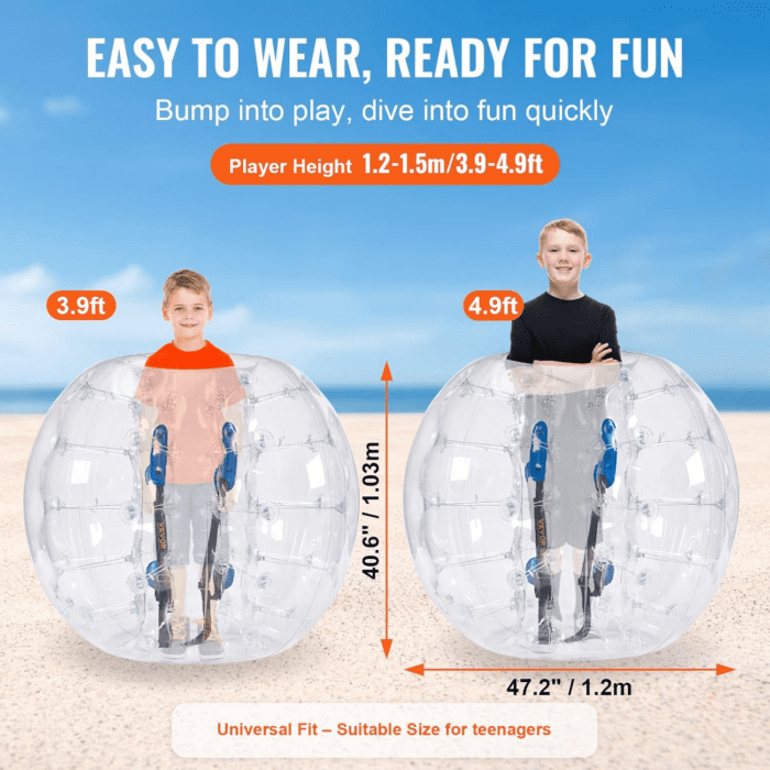 Inflatable Bumper Balls 2-Pack, 4FT/1.2M Body Sumo Zorb Balls for Teen, 0.8Mm Thick PVC Human Hamster Bubble Balls for Outdoor Team Gaming Play, Bumper Bopper Toys for Garden, Yard, Park - Image 3