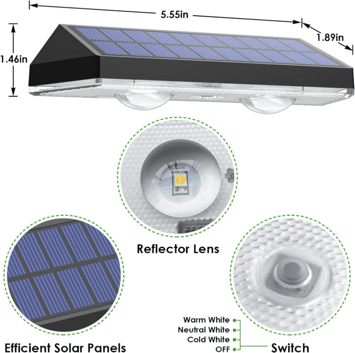 Solar Fence Lights Outdoor - 2700/4000/6000K 3 Mode, IP65 Waterproof Fence Solar Lights Outdoor, Solar Deck Lights for Outside, Backyard/Railing/Step/Patio/Deck Fence/Stair Railings and Wall (8 Pack) - Image 2