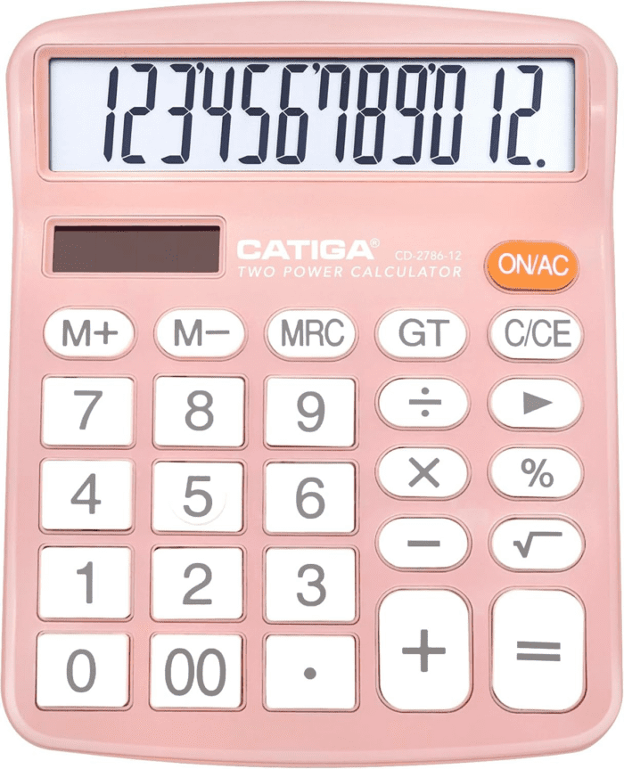 12 Digits Desktop Calculator with Large LCD Display and Sensitive Button, Dual Solar Power and Battery, Standard Function for Office, Home, School, Cd-2786(Light Pink) - Image 2