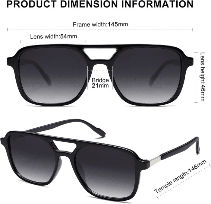 Retro Aviator Sunglasses for Women Men,Trendy Rectangle Womens Mens Shades Sun Glasses SJ2202 - Image 4