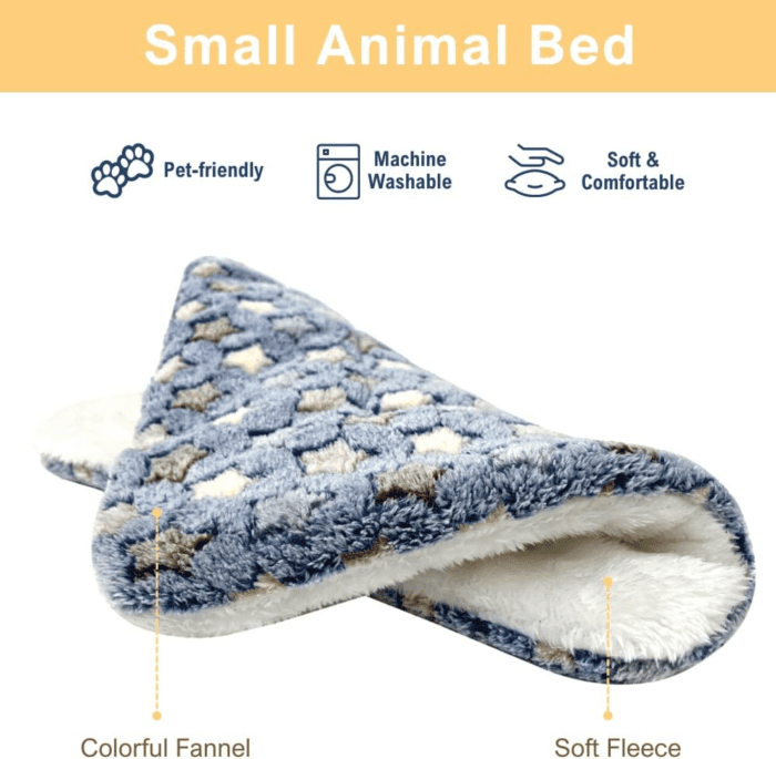 3PCS Guinea Pig Bed Soft Rabbit Bedding Cage Liner Warm Bunny Mats Pee Pads Fleece Blanket Plush Hamster Sleep Beds Ferret Squirrel Hedgehog Rat - Image 3