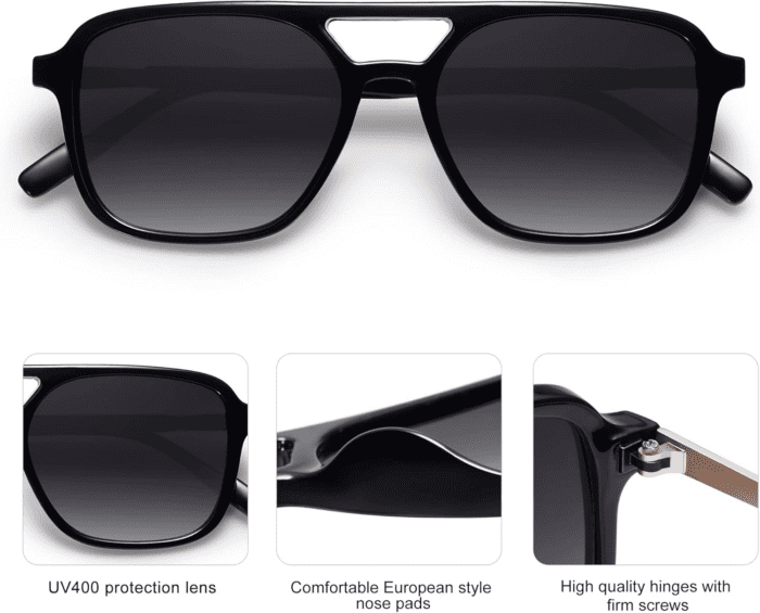 Retro Aviator Sunglasses for Women Men,Trendy Rectangle Womens Mens Shades Sun Glasses SJ2202 - Image 5