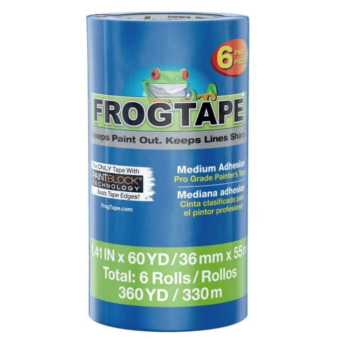 Pro Painter'S Tape with PAINTBLOCK, Medium Adhesion, 1.41" Wide X 60 Yards Long, Blue, 6 Rolls (242750)