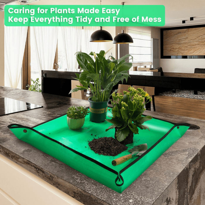 Repotting Mat for Indoor Plant Transplanting Control Mess, 26.8"X26.8" Waterproof Succulent Potting Mat Square Planting Tray Soil Change Mat Gardening Gifts for Plant Lovers - Image 3