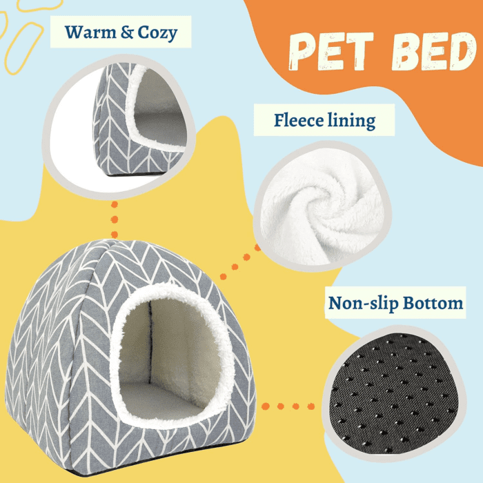 Guinea Pig Hideout Bed Rabbit House Cave Accessories Cozy Hide-Out for Bunny Hedgehog Ferret Chinchilla&Other Small Animals (Grey) - Image 3