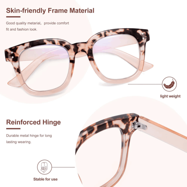 Blue Light Blocking Glasses Oversized Fashion Blue Light Glasses for Women anti Eyestrain & UV Protection Computer Eyeglasses (Gradient Brown) - Image 4
