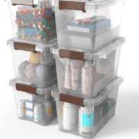 6-Pack Clear 7 Quart Storage Latch Box/Bins, Plastic Stackable Latching Box with Brown Handle and Lid, Multi-Purpose, 7 Litre - Image 7