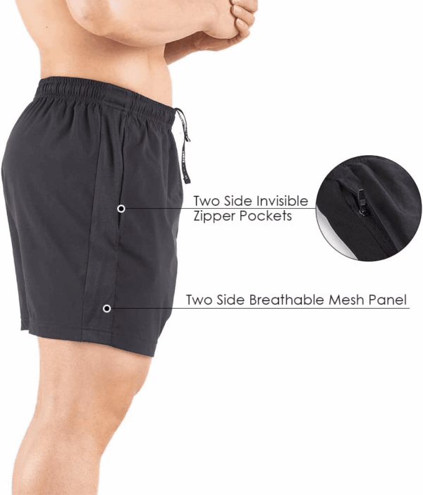 Men'S 5" Running Shorts 2 Pack Quick Dry Athletic Workout Gym Shorts with Zipper Pockets - Image 5
