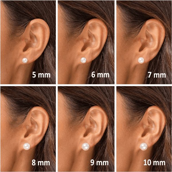 Sterling Silver, 14K Gold Plated, AAA+ Quality Handpicked Freshwater Cultured Stud Pearl Earrings - Image 3