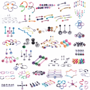 120PC Body Piercing Jewelry - Ear Tragus Cartilage Daith Nose Septum Lip Belly Button - 14G 16G 18G RANDOM Mix - Horseshoe Ring Industrial Barbell Stud - Surgical Steel Acrylic