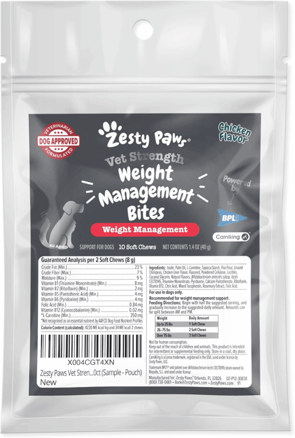 Vet Strength Weight Management Bites, Chicken, Dog, 10Ct (Sample - Pouch)