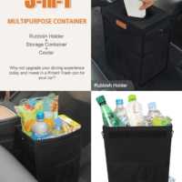 Car Trash Can with Lid, Cute Leakproof Car Trash Garbage Bag Hanging Vehicle Trash Bin Small Portable Automotive Garbage Cans Organizer for Back/Front Seat/Console(Trapezoid,Black) - Image 5