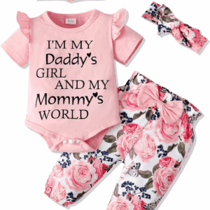 Newborn Infant Baby Girl Clothes Ruffle Romper Toddler Girl Floral Cotton Pant Sets Girls Clothing Outfit