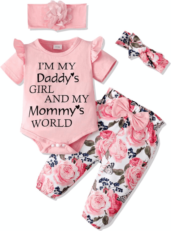Newborn Infant Baby Girl Clothes Ruffle Romper Toddler Girl Floral Cotton Pant Sets Girls Clothing Outfit