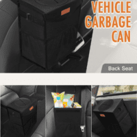 Car Trash Can with Lid, Cute Leakproof Car Trash Garbage Bag Hanging Vehicle Trash Bin Small Portable Automotive Garbage Cans Organizer for Back/Front Seat/Console(Trapezoid,Black) - Image 6