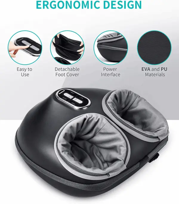 Shiatsu Foot Massager Machine with Soothing Heat, Deep Kneading Therapy, Air Compression, Improve Blood Circulation and Foot Wellness,Relax for Home or Office Use(Gray) - Image 4