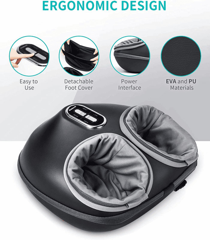 Shiatsu Foot Massager Machine with Soothing Heat, Deep Kneading Therapy, Air Compression, Improve Blood Circulation and Foot Wellness,Relax for Home or Office Use(Gray) - Image 4