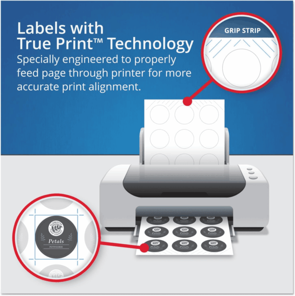 ® Easy Peel® Trueblock® Print-To-The-Edge Inkjet/Laser Labels, Round, 22807, 2" Diameter, White, Pack of 120 - Image 7
