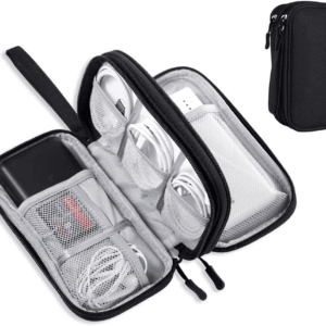 Electronics Travel Organizer, Tech Accessories Pouch Bag for Cables/Charger & Cords/Power Bank/Magic Mouse/Earphone (Small, Black)