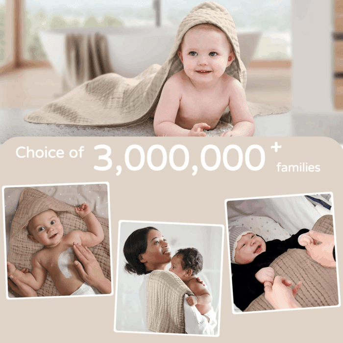 Hooded Baby Towels for Newborn 2 Pack 100% Muslin Cotton Baby Bath Towel with Hood for Babies, Infant, Toddler and Kids, Large 32X32Inch, Soft and Absorbent Newborn Essential - Image 6