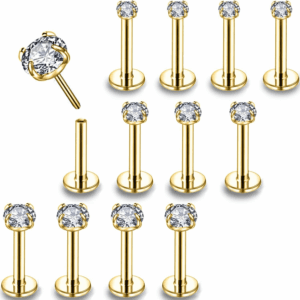 16G/18G/20G Threadless Lip Rings Tragus Earrings Surgical Steel Helix Conch Cartilage Earrings Monroe Piercing Jewelry for Women Men Labret Studs