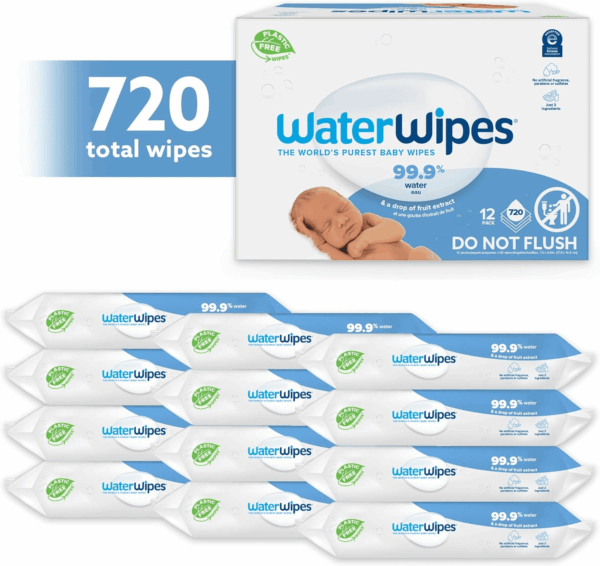 Plastic-Free Original Baby Wipes, 99.9% Water Based Wipes, Unscented & Hypoallergenic for Sensitive Skin, 60 Count (Pack of 12), Packaging May Vary - Image 2