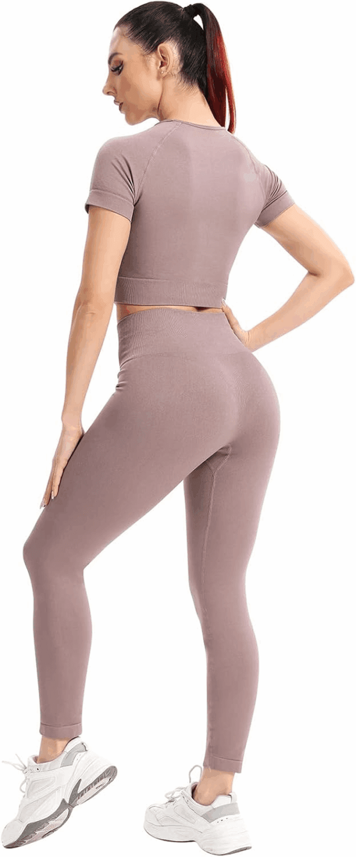 Workout Sets for Women Two Piece Outfits Seamless High Waist Leggings Yoga Crop Tops Athletic Sports Gym Sets - Image 3
