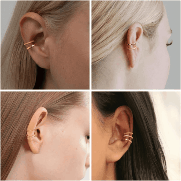 Gold Ear Cuffs Earrings for Women Non Piercing - Clip on Cartilage Earrings Dainty 14K Gold Sterling Silver Plated Cubic Zirconia Huggie Hoop Earring for Women No Tarnish Trendy Jewelry Set - Image 4
