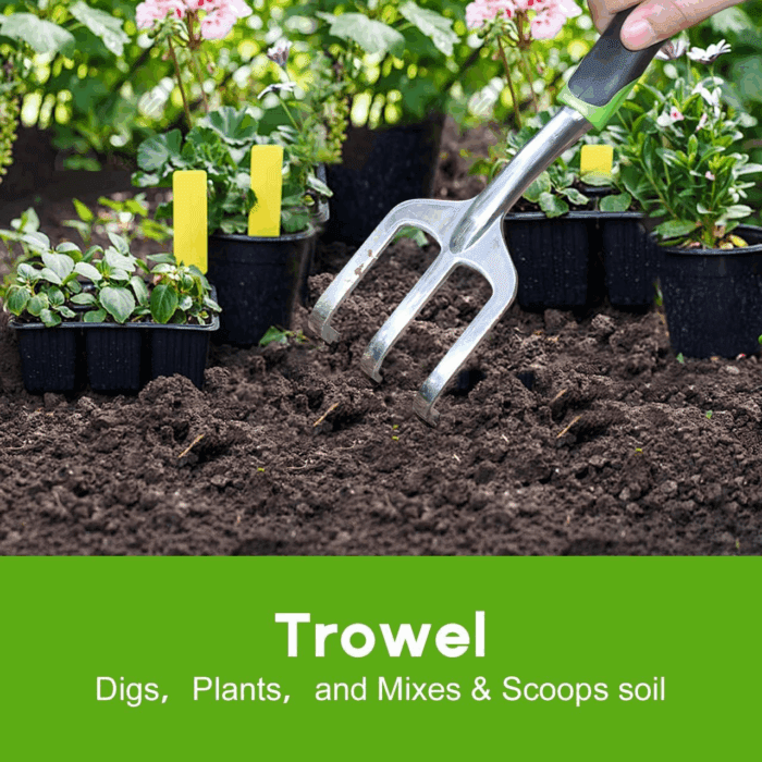 Garden Tool Set, 3 Pack Aluminum Heavy Duty Gardening Kit Includes Hand Trowel, Transplant Trowel and Cultivator Hand Rake with Soft Rubberized Non-Slip Ergonomic Handle, Garden Gifts - Image 5